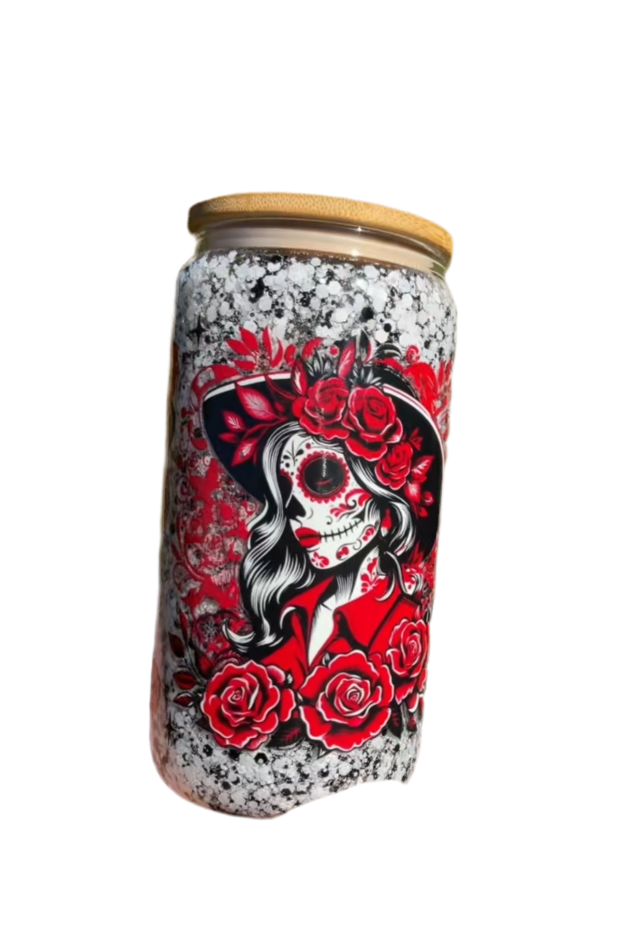 Black Red and White Glass