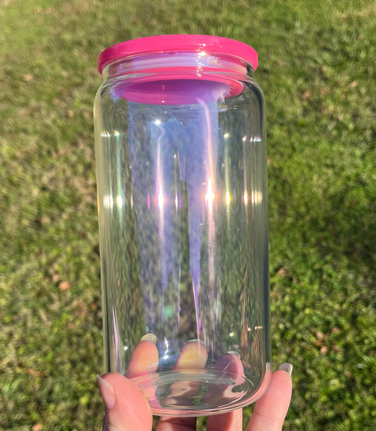 16oz rainbow glass Pink