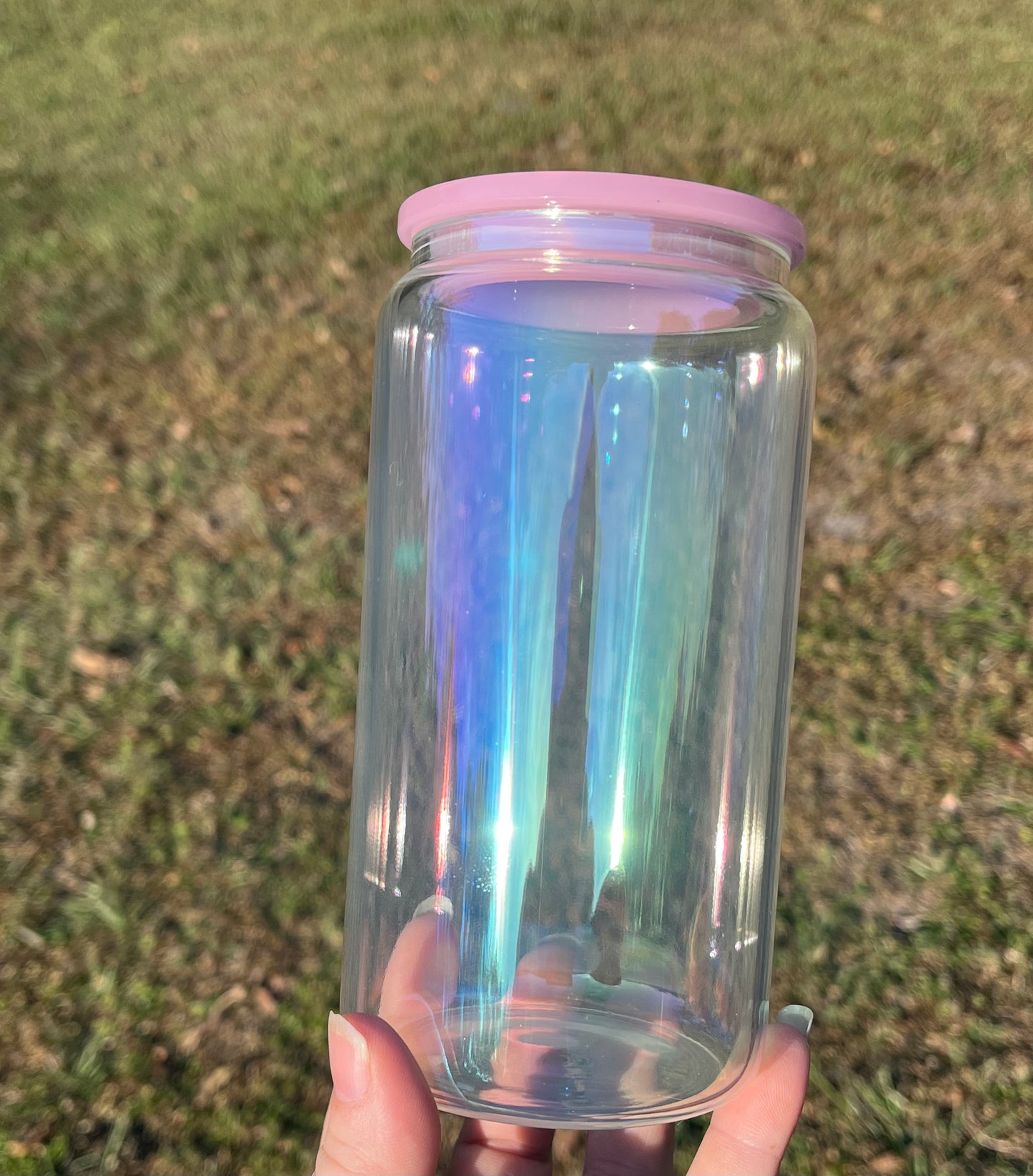 16oz Rainbow Glass Baby Pink