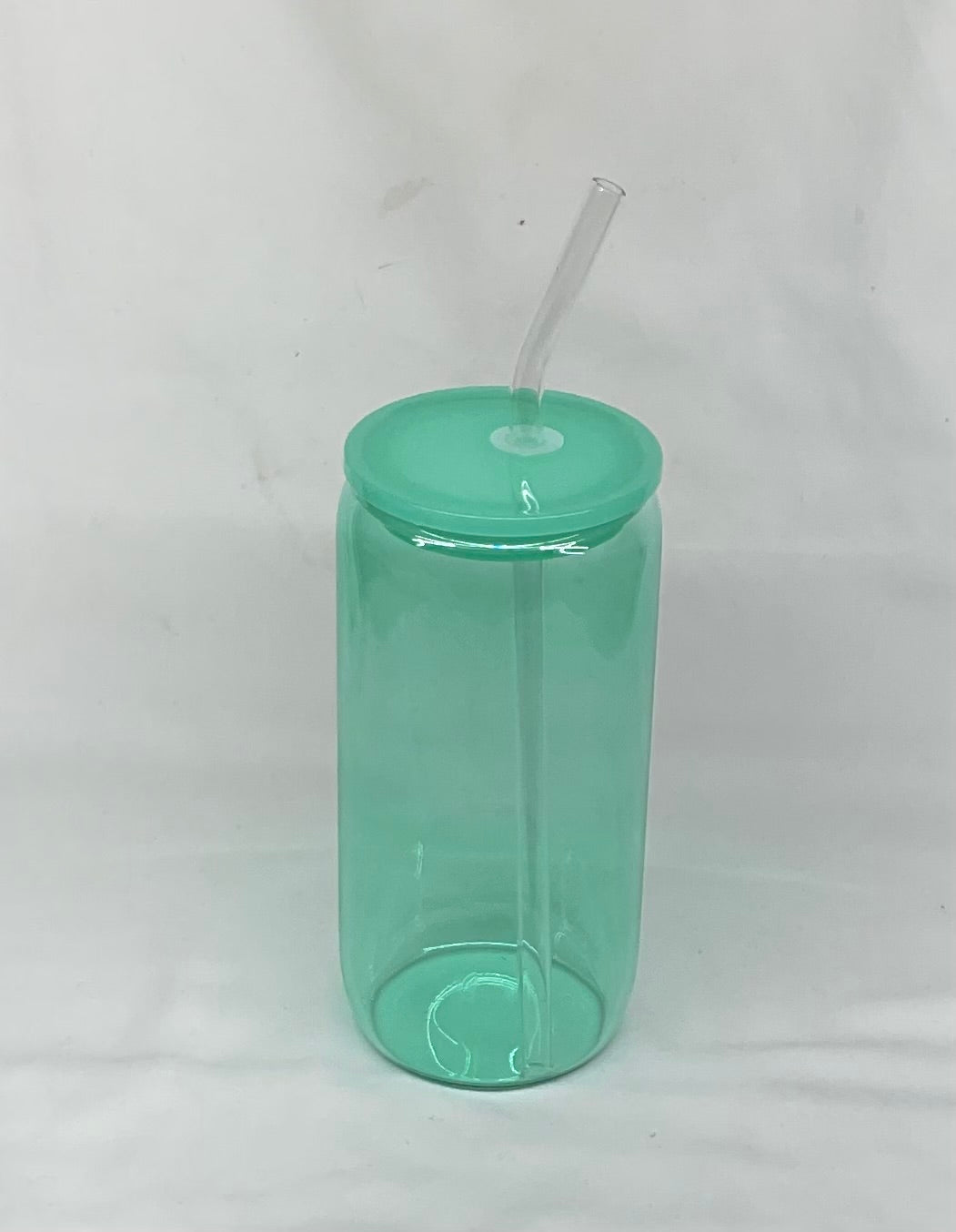 16oz Green Clear Glass Cup